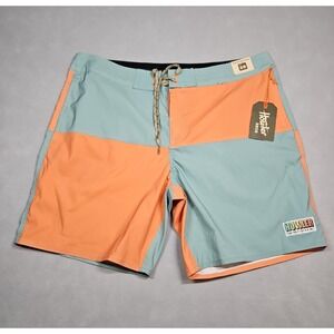 Howler Brothers Mens Orange Blue Color Block Board Shorts Size 38 NWT
